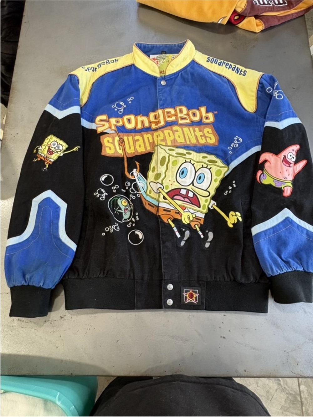 2006 Jeff Hamilton Large Denim SpongeBob SquarePants Embroidered Racing